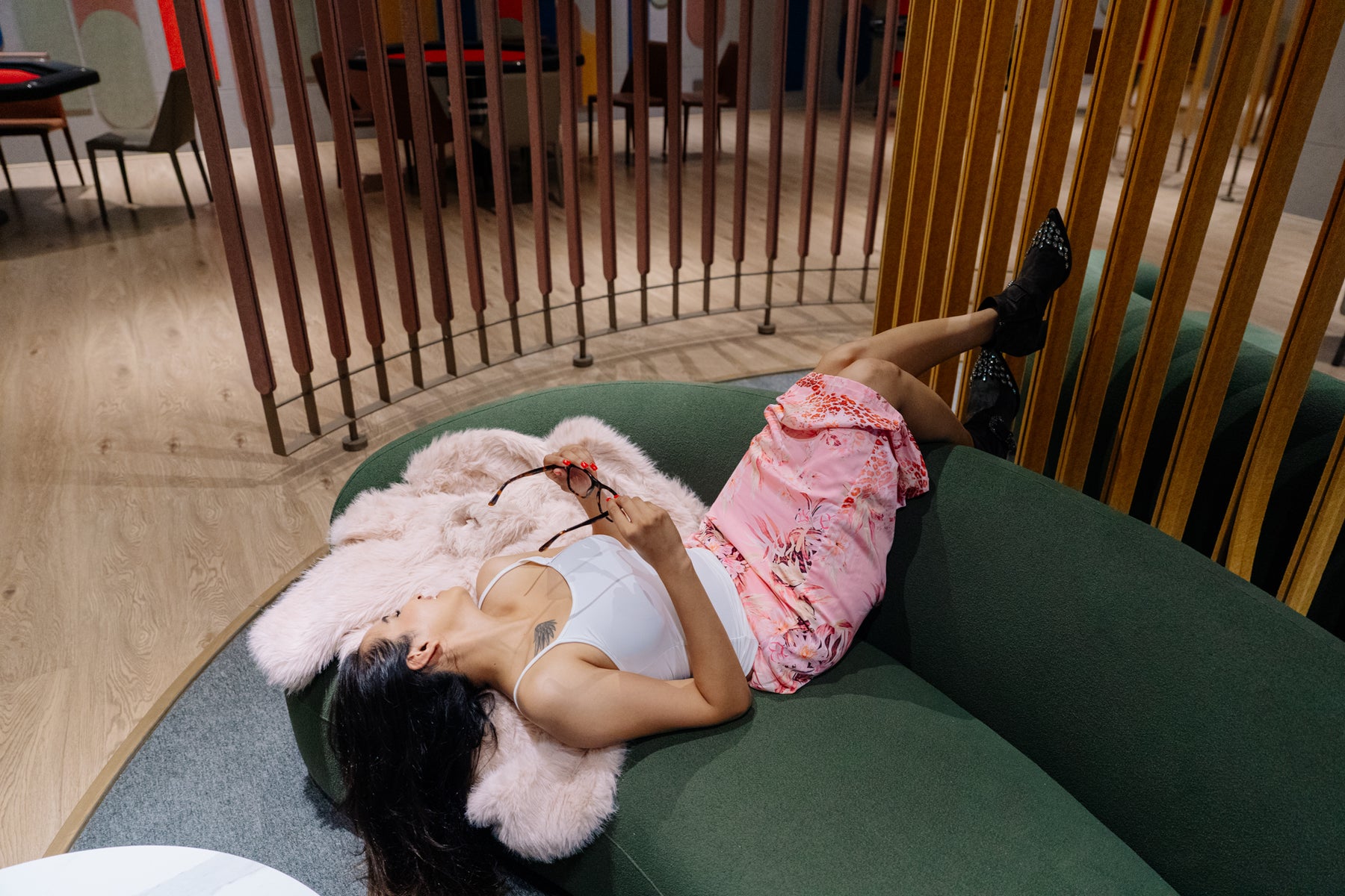 Reet wearing a Reet's Club skirt